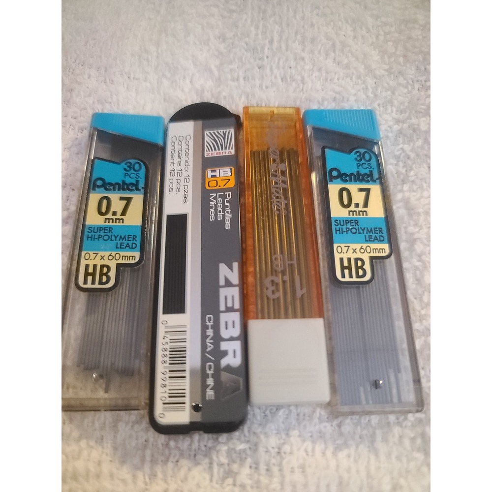 Pentel Zebra Paper Mate Mechanical Pencil Lead Refills 0.7mm 1.3mm HB Bundle